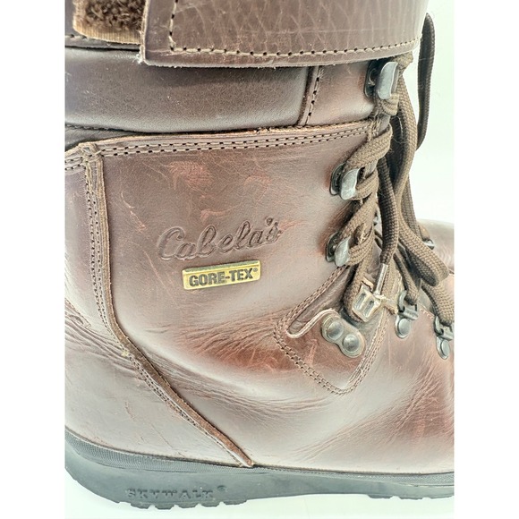 Vtg Cabelas Sky Walk Mens 11.5 Brown Leather Hunting Gore-Tex Lace Up Boots 8" - Picture 2 of 14